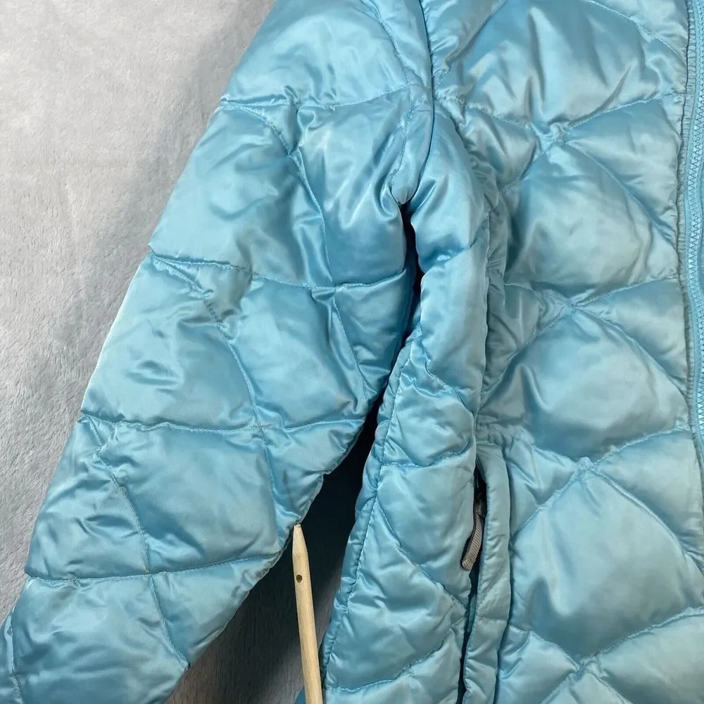 The North‎ Face youth girls Turquoise full zip puffer 2 pocket jackets X-Large